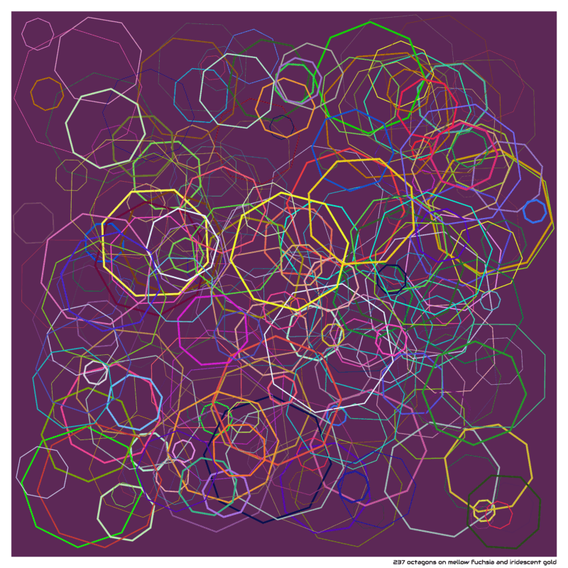 237 octagons on mellow fuchsia and iridescent gold