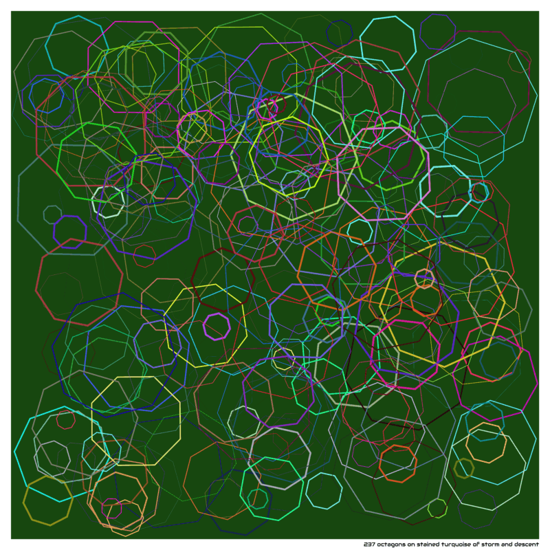 237 octagons on stained turquoise of storm and descent