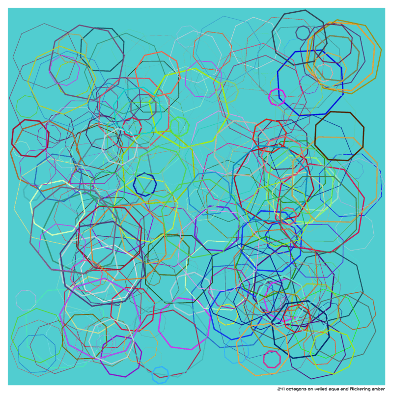 241 octagons on veiled aqua and flickering amber