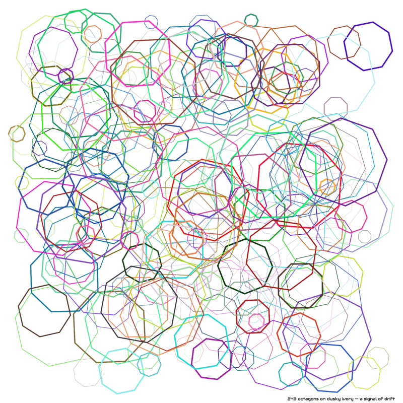 243 octagons on dusky ivory — a signal of drift