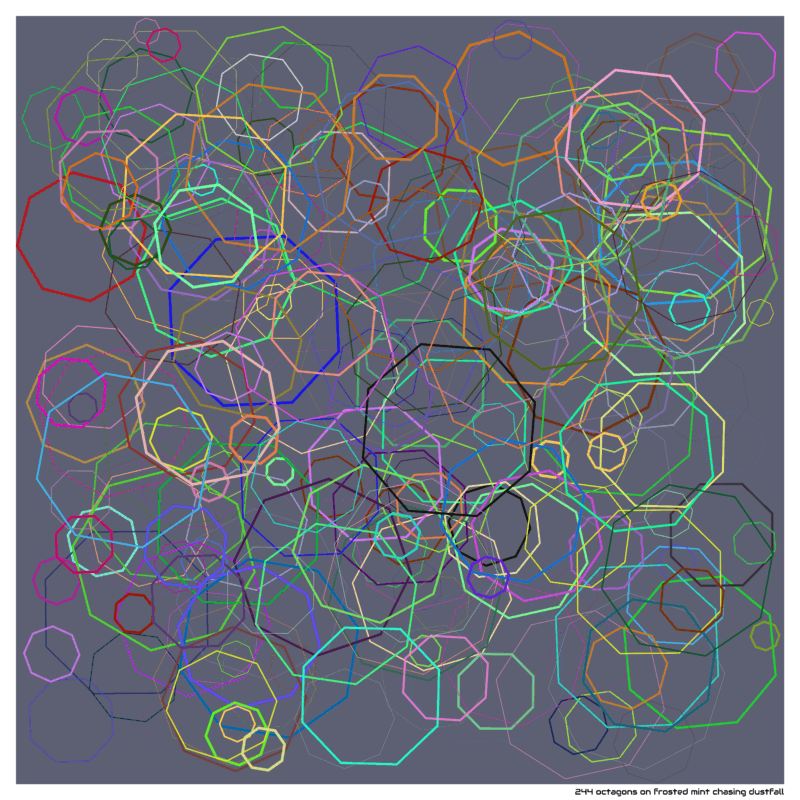 244 octagons on frosted mint chasing dustfall