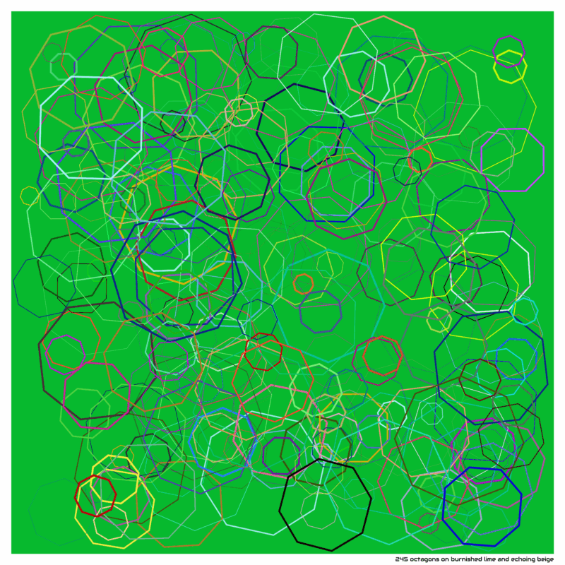 245 octagons on burnished lime and echoing beige