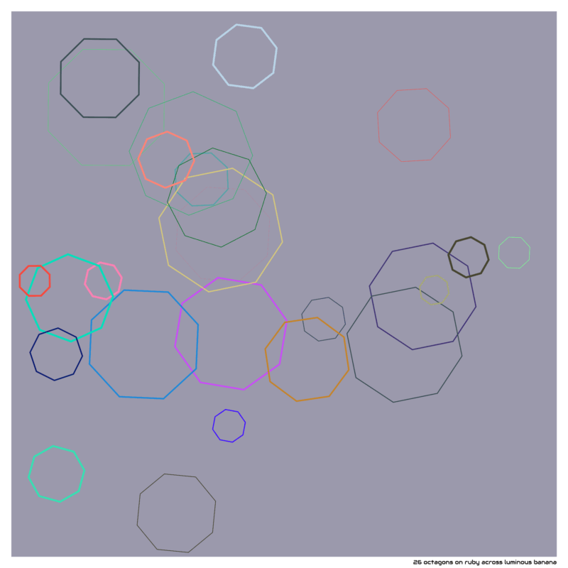 26 octagons on ruby across luminous banana