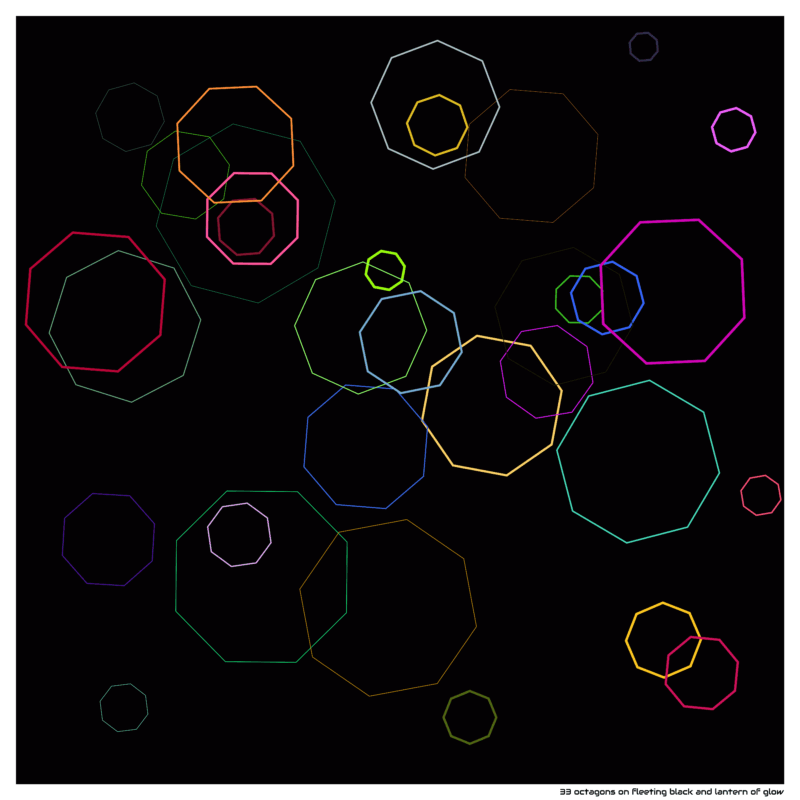 33 octagons on fleeting black and lantern of glow