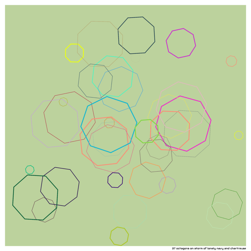 37 octagons on storm of lonely navy and chartreuse