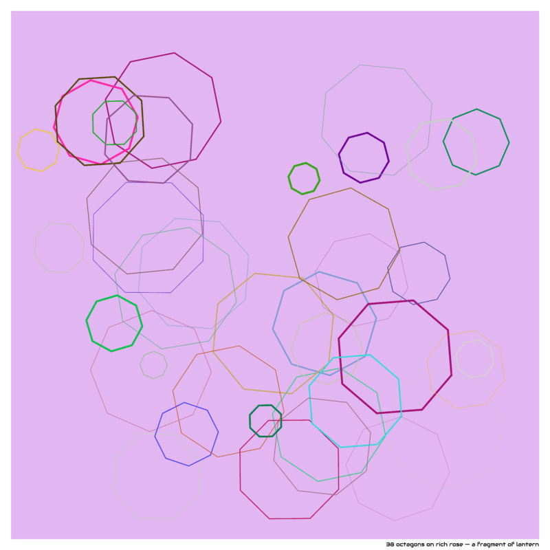 38 octagons on rich rose — a fragment of lantern
