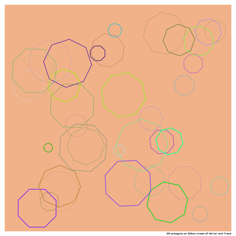 39 octagons on Silken cream of Mirror and Trace