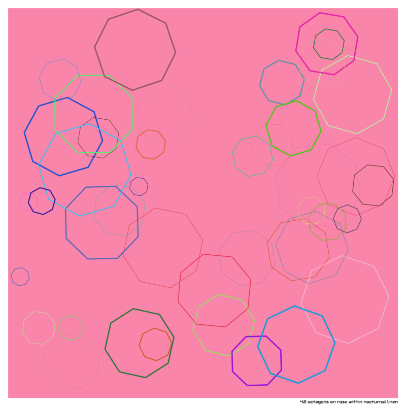 42 octagons on rose within nocturnal linen