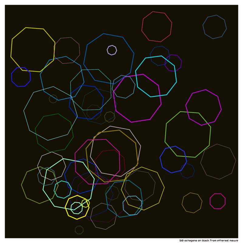 50 octagons on black from ethereal mauve