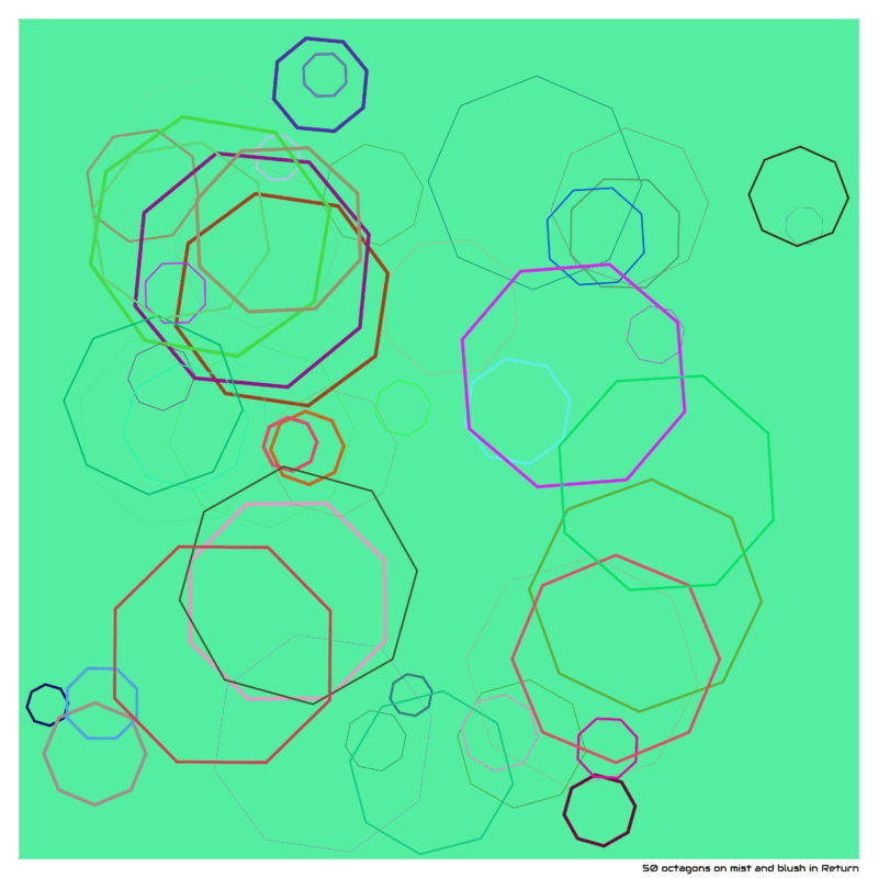 50 octagons on mist and blush in Return