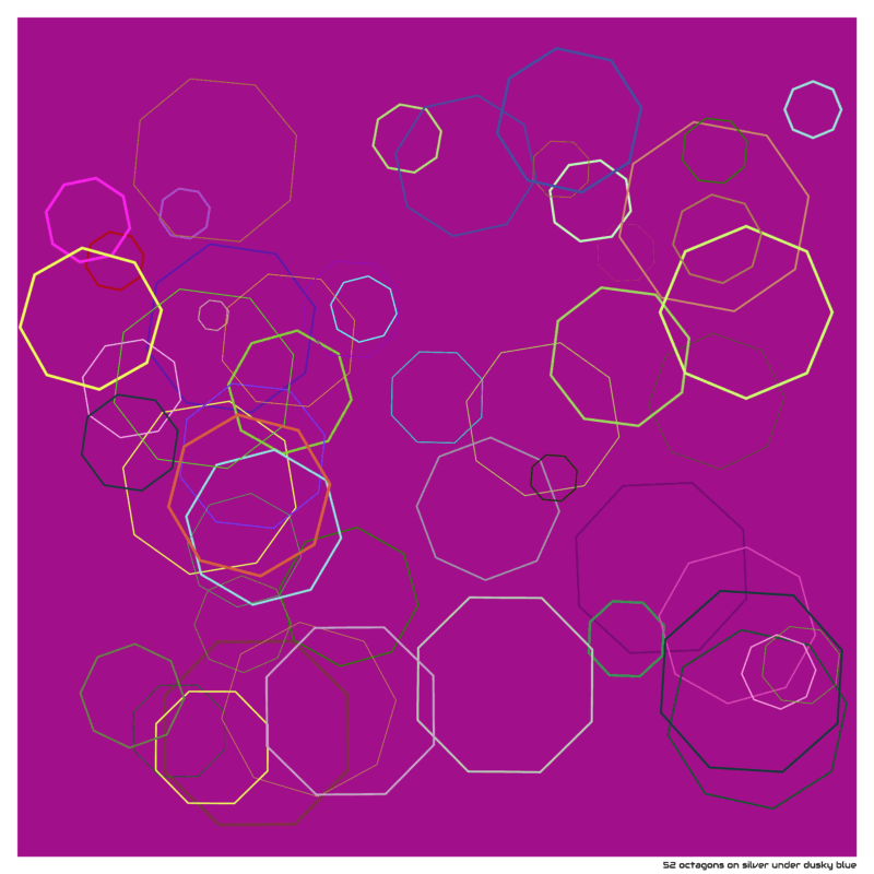 52 octagons on silver under dusky blue