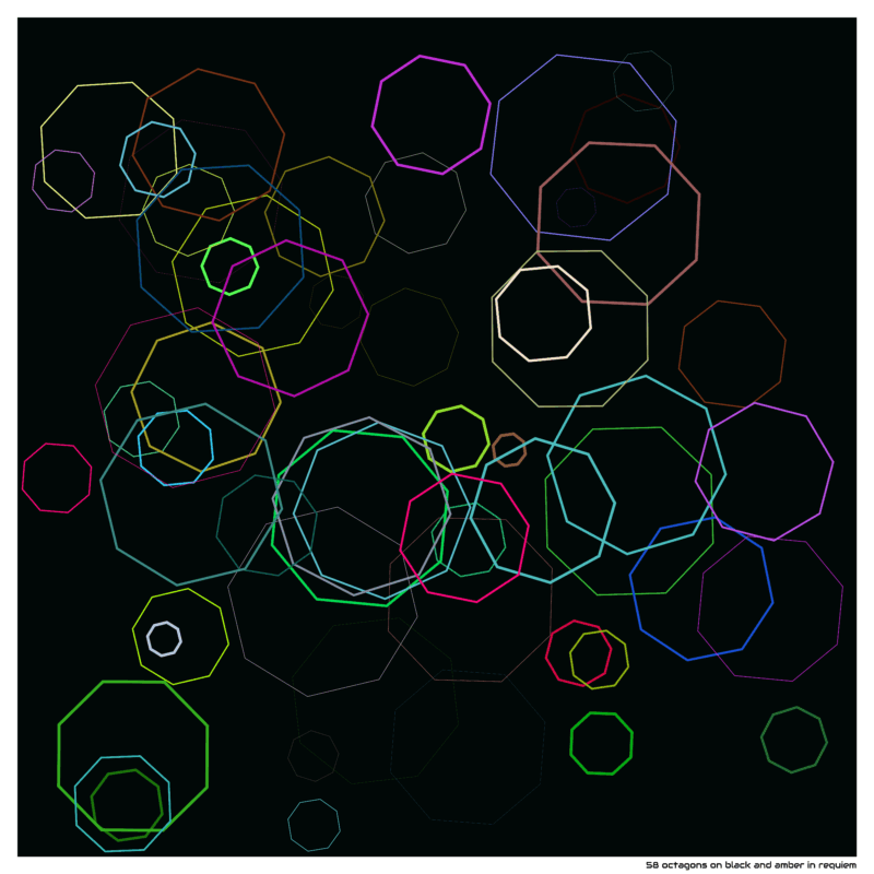58 octagons on black and amber in requiem