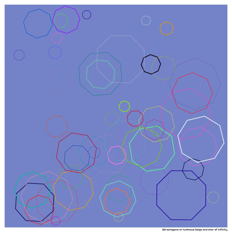 58 octagons on luminous beige and star of infinity