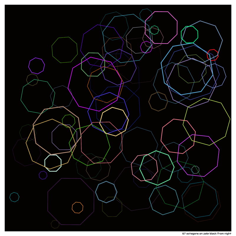 67 octagons on pale black from night