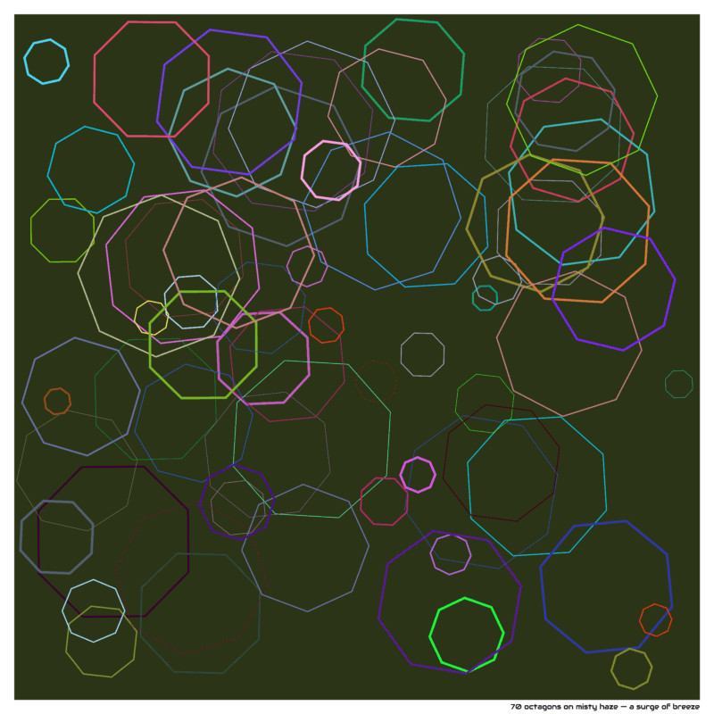 70 octagons on misty haze — a surge of breeze