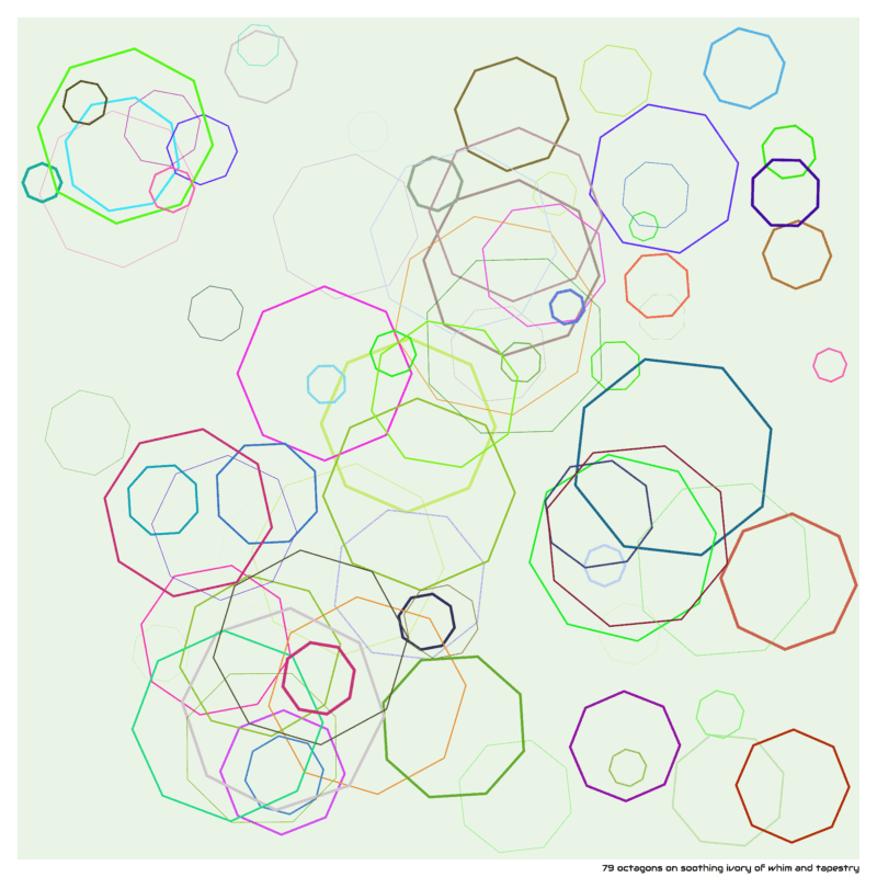 79 octagons on soothing ivory of whim and tapestry