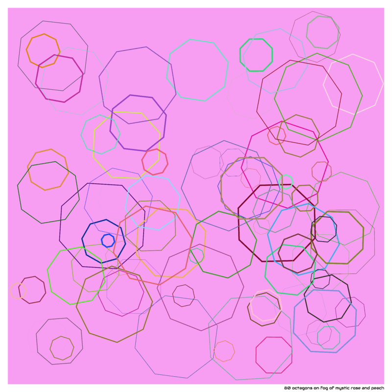 80 octagons on fog of mystic rose and peach