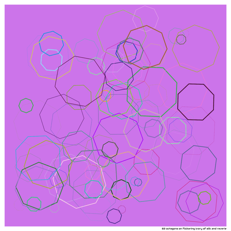 83 octagons on flickering ivory of silk and reverie