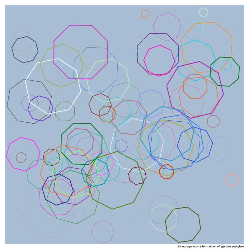 85 octagons on silent silver of garden and glow
