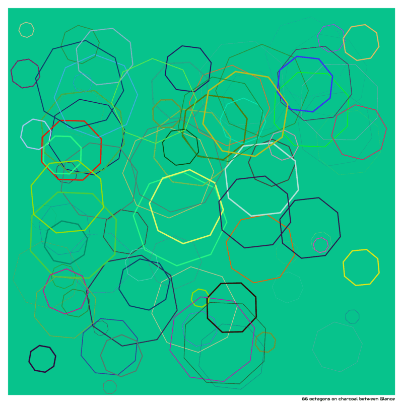86 octagons on charcoal between Glance