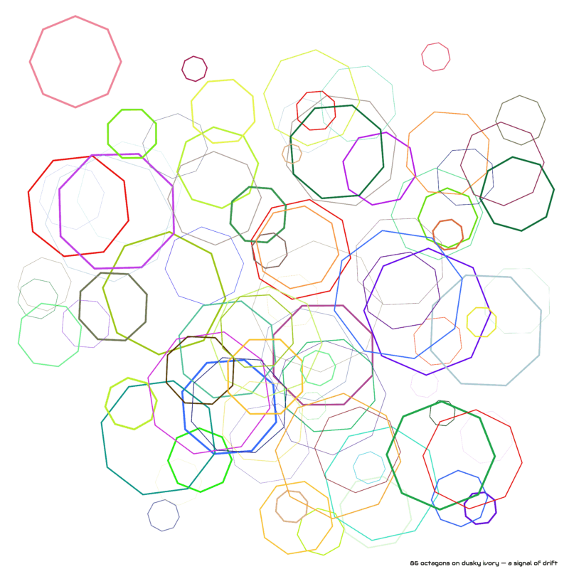 86 octagons on dusky ivory — a signal of drift
