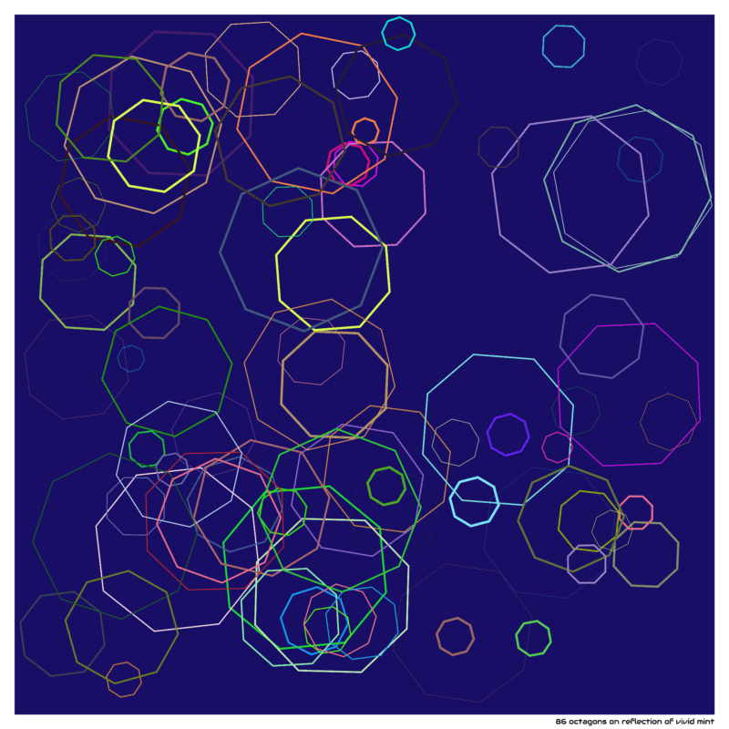 86 octagons on reflection of vivid mint