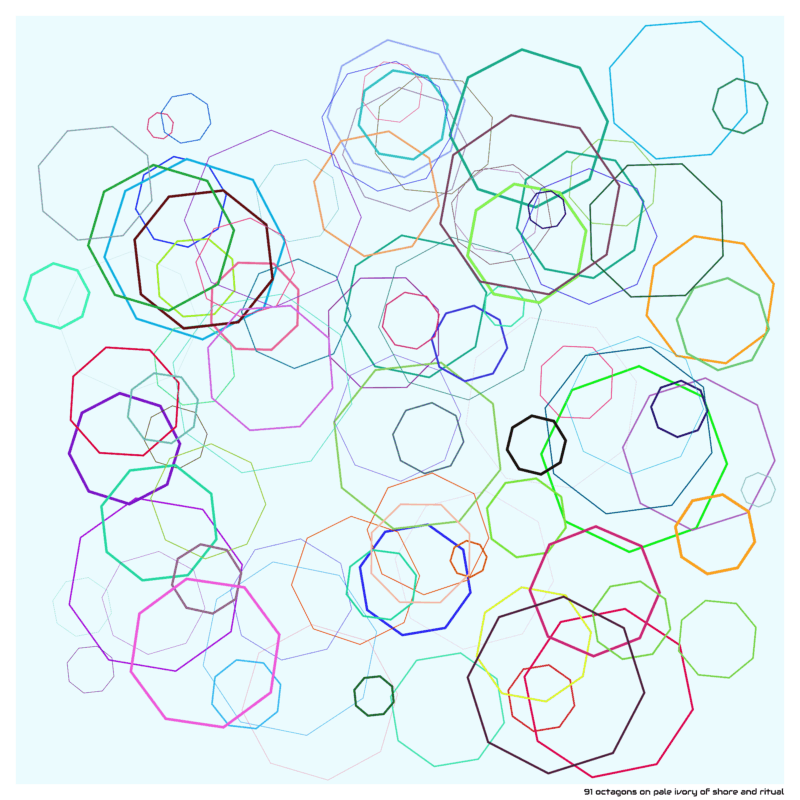 91 octagons on pale ivory of shore and ritual