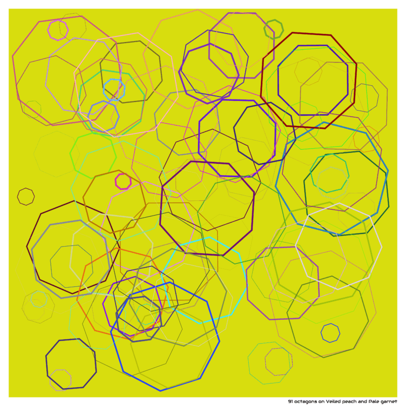 91 octagons on Veiled peach and Pale garnet