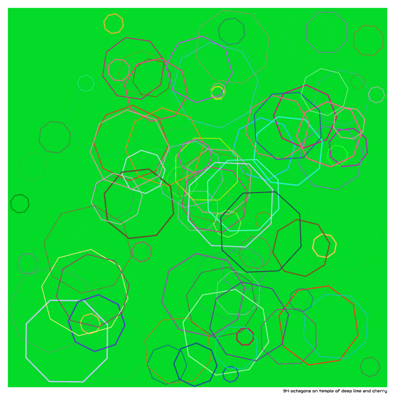 94 octagons on temple of deep lime and cherry