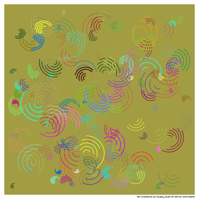 157 orbitarcs on Dusky dust of Mirror and Waltz