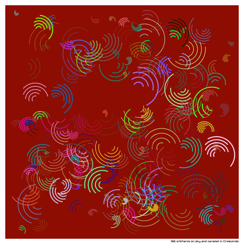 166 orbitarcs on sky and caramel in Crescendo