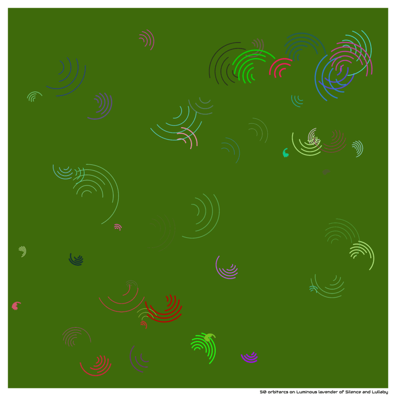 50 orbitarcs on Luminous lavender of Silence and Lullaby