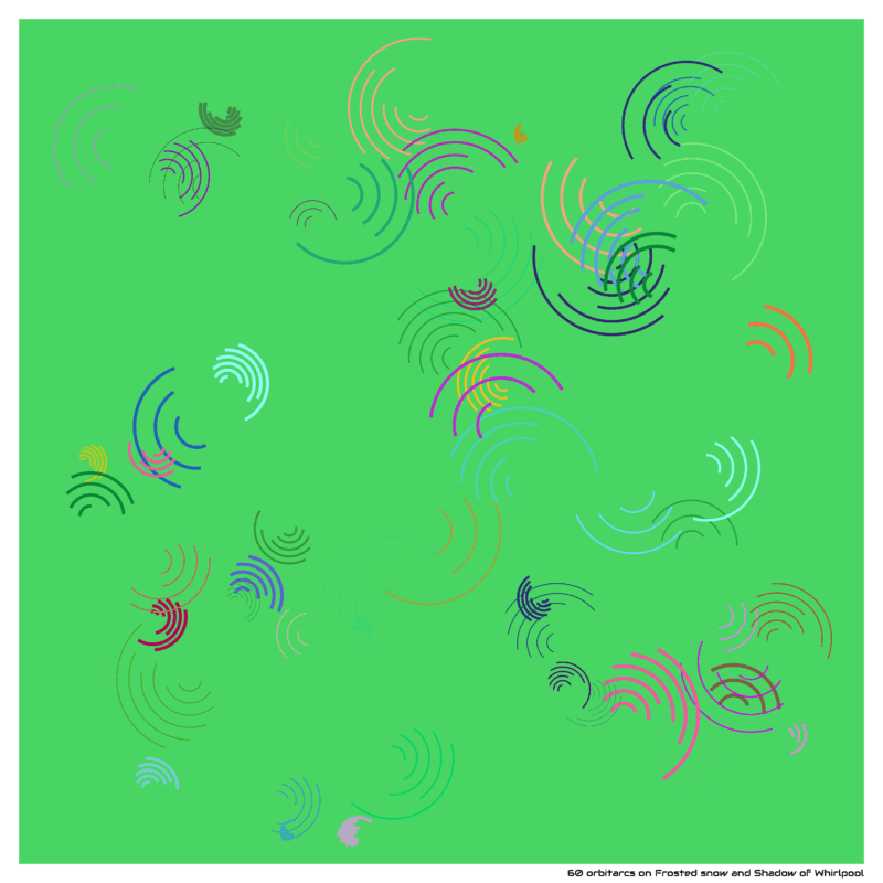 60 orbitarcs on Frosted snow and Shadow of Whirlpool
