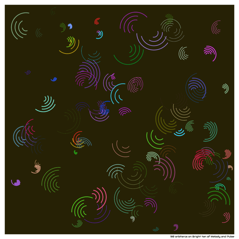 90 orbitarcs on Bright tan of Melody and Pulse