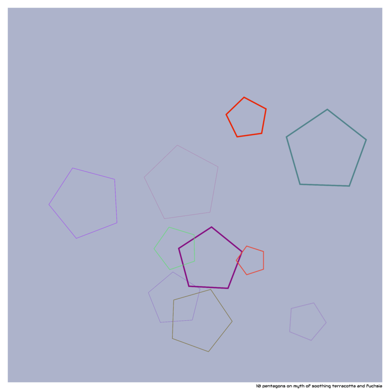 10 pentagons on myth of soothing terracotta and fuchsia