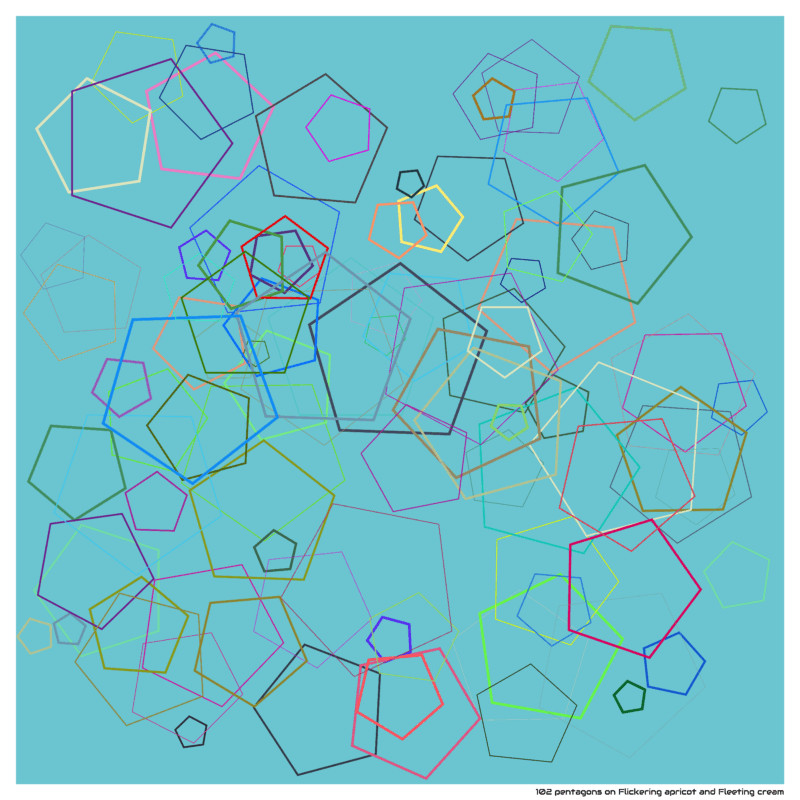 102 pentagons on Flickering apricot and Fleeting cream