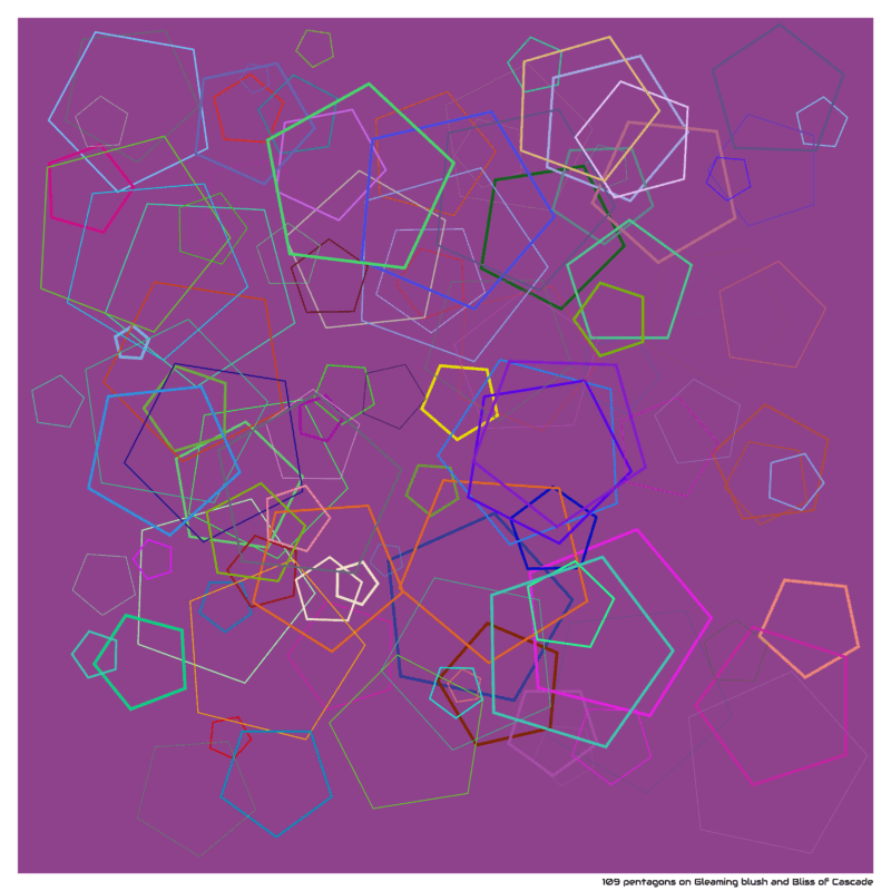 109 pentagons on Gleaming blush and Bliss of Cascade