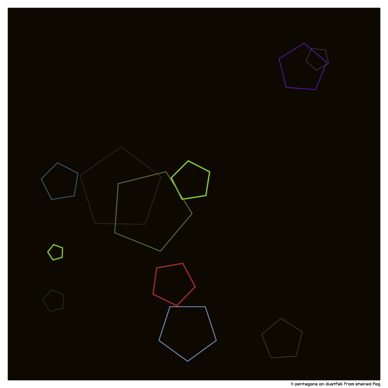 11 pentagons on dustfall from stained fog