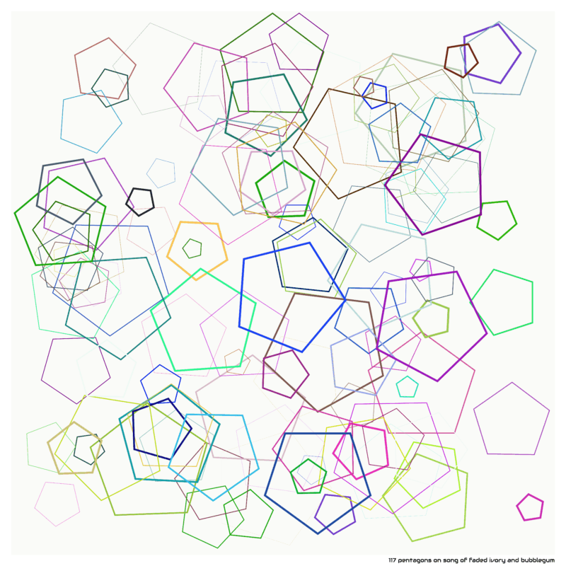117 pentagons on song of faded ivory and bubblegum