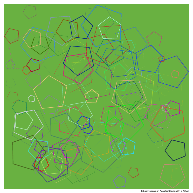 118 pentagons on Frosted black with a Ritual