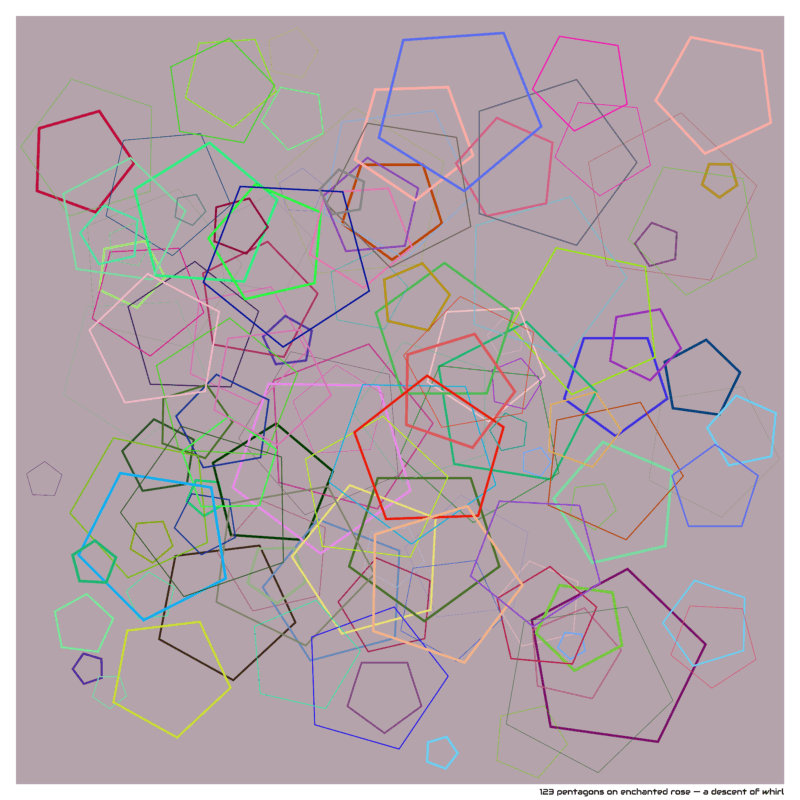 123 pentagons on enchanted rose — a descent of whirl