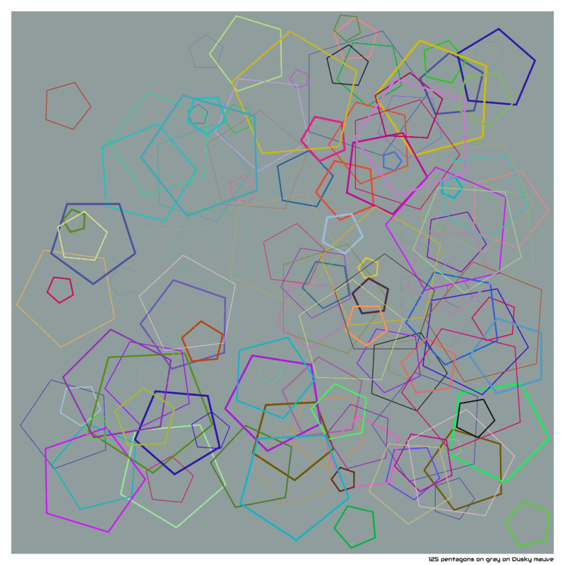 125 pentagons on gray on Dusky mauve