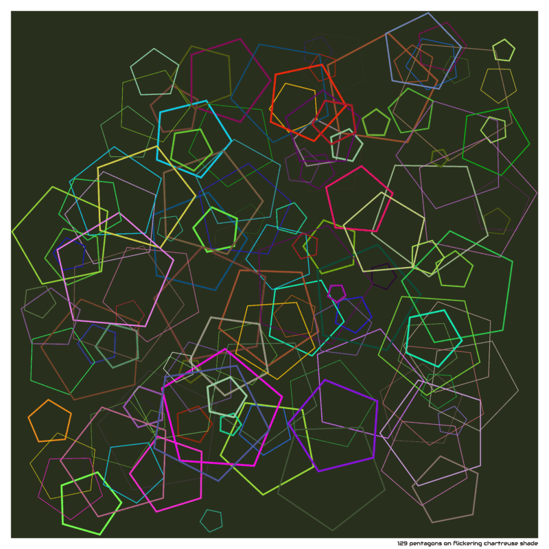 129 pentagons on flickering chartreuse shade
