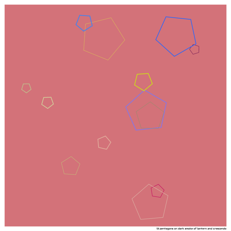 13 pentagons on dark smoke of lantern and crescendo