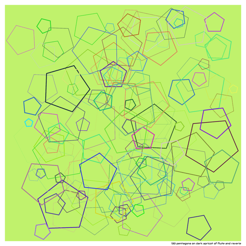 133 pentagons on dark apricot of flute and reverie