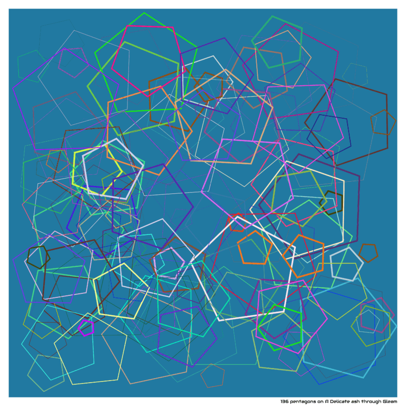136 pentagons on A Delicate ash through Gleam