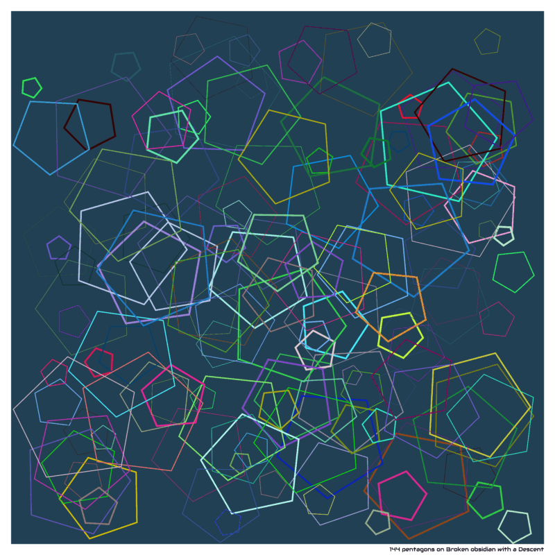 144 pentagons on Broken obsidian with a Descent