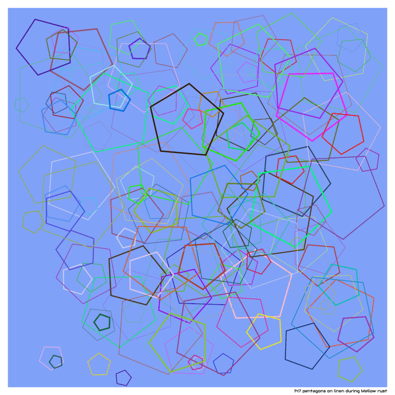 147 pentagons on linen during Mellow rust