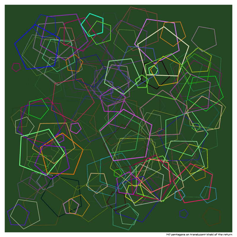 147 pentagons on translucent khaki of the return