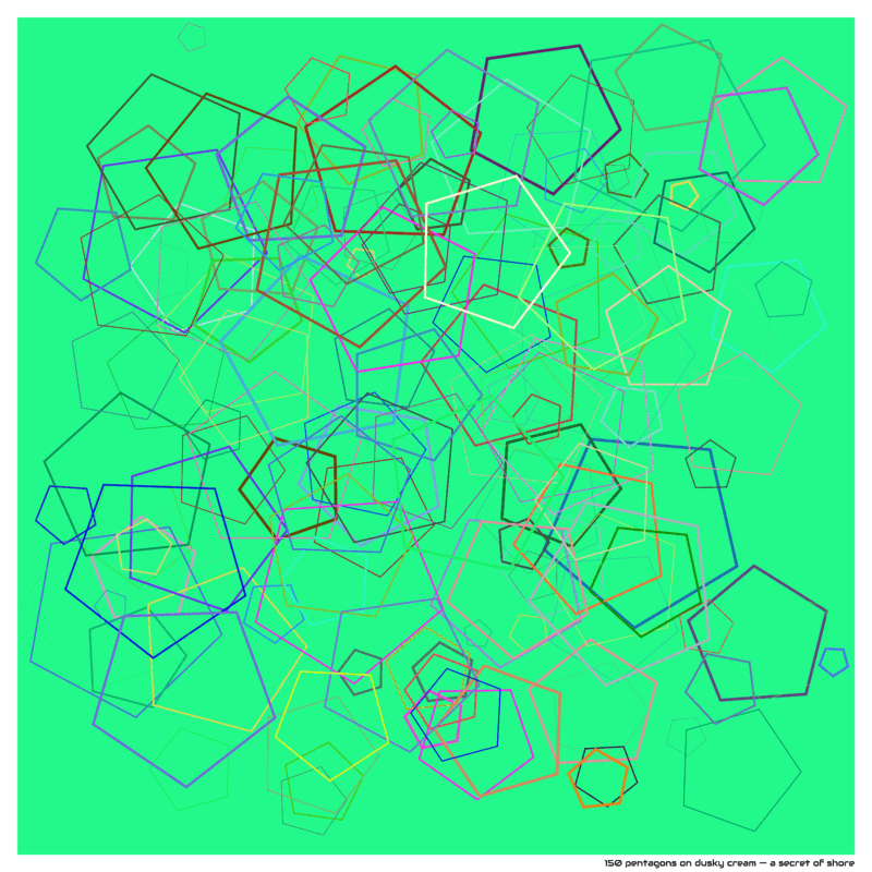150 pentagons on dusky cream — a secret of shore